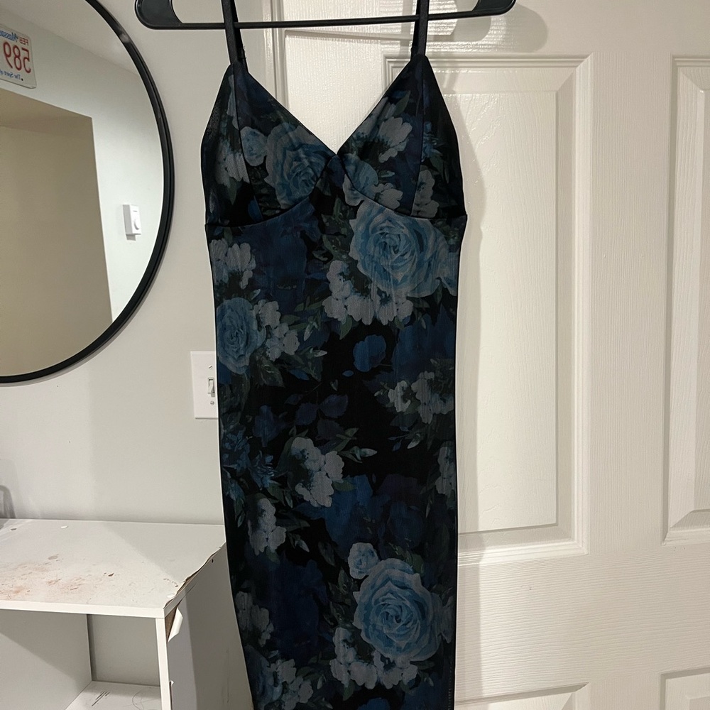 Floral Black and Blue Women's Dress